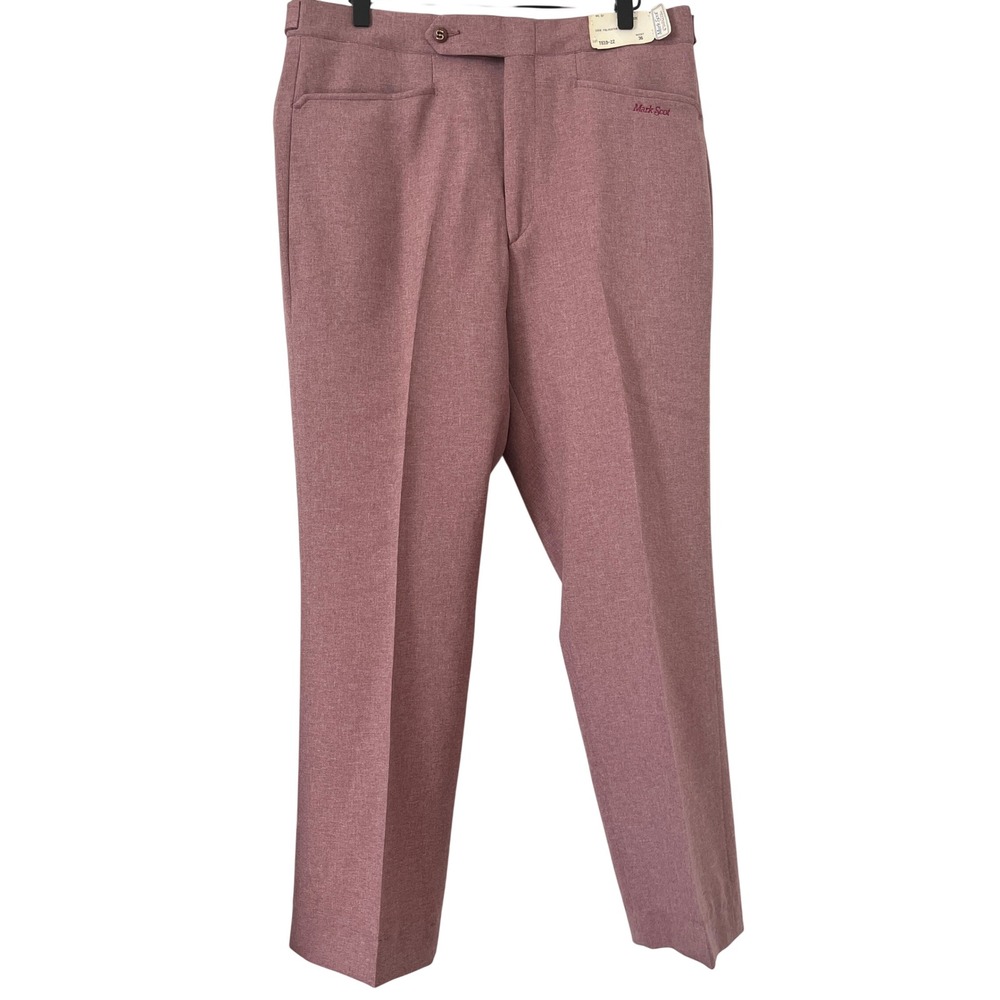 Vintage Mark Scot Jaymar Sansabelt Slacks Mens 36x29 Mauve Pink Polyester NWT